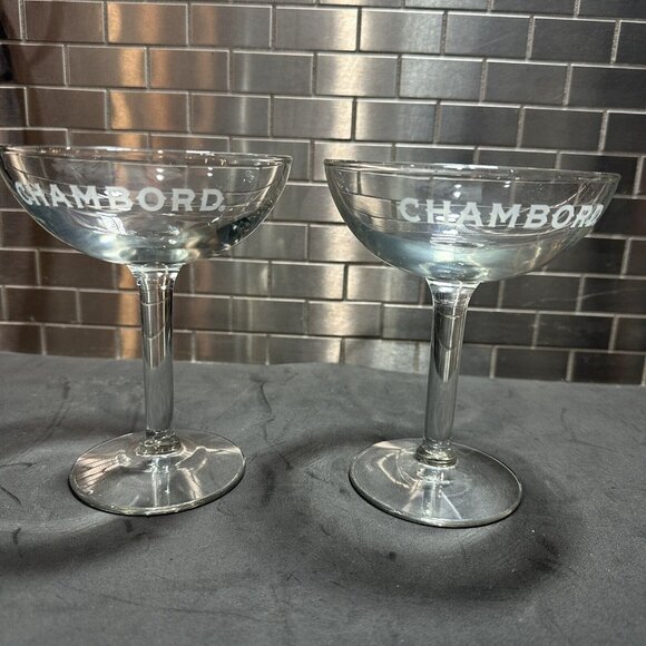 Vintage Chambord Glass Raspberry Liqueur Stemmed Cocktail Cordial Coup Glasses - Picture 1 of 7